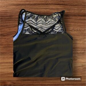 Women’s new tankini, black gray lace back